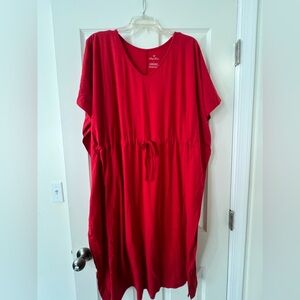 Elegantees dress with ruffle detail on the side.